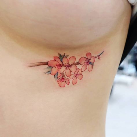 Under Bra Tattoo, Under Breast Tattoo, Underboob Tattoos, Underboob Tattoo Designs, Mastectomy Tattoo, Underboob Tattoo, Hip Tattoos Women, Kawaii Tattoo, Blossom Tattoo