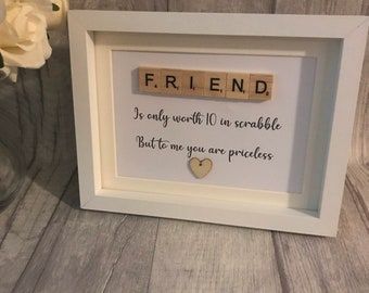 Scrabble Letter Crafts, Scrabble Gifts, Frame Birthday Gift, Scrabble Crafts, Frame Birthday, Scrabble Wall Art, Good Friends Are Like Stars, Scrabble Frame, Scrabble Wall