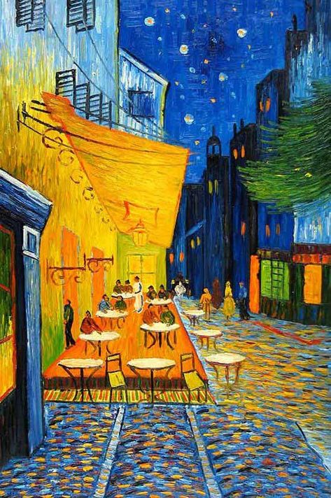 10 das obras mais famosas de Van Gogh - Arte no Mundo - arteref Paintings Tumblr, فنسنت فان جوخ, Van Gogh Pictures, Terrace At Night, Vincent Willem Van Gogh, Van Vw, Alchemy Art, Oil Painting Frames, Vincent Van Gogh Paintings