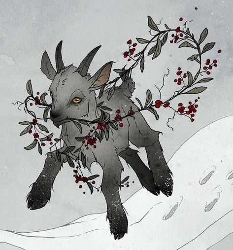 Yule Art, Happy Yule, Abigail Larson, Yule Goat, Goat Art, Creepy Christmas, Cute Goats, 1 Tattoo, Rabbit Art