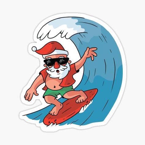 Surfing Santa, Hand Painted Glasses, Beach Santa, Christmas Scenes, Christmas Paintings, Chalk Art, Christmas Stickers, Christmas In July, Santa Christmas