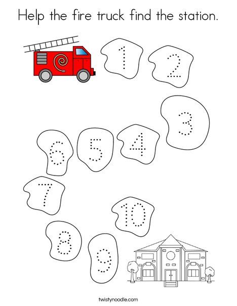 Help the fire truck find the station Coloring Page - Twisty Noodle Fire Safety Tracing Preschool, Fire Safety Preschool Worksheets, Firefighter Worksheets Preschool, Firefighters Coloring Pages, Preschool Fire Station Dramatic Play, F Is For Fire Truck, Fire Station Preschool Activities, Fire Safety Worksheets Preschool, Fire Truck Worksheets Preschool