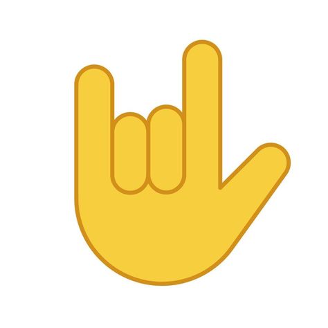 Love you hand gesture color icon. Rock on. Horns emoji. Devil fingers. Heavy metal. Roll sign. Isolated vector illustration Sign Of The Horns Tattoo, Icon Rock, Rock Sign, Rock & Roll, Hand Gesture, Form Crochet, Rock On, Sign Templates, Figure Drawing