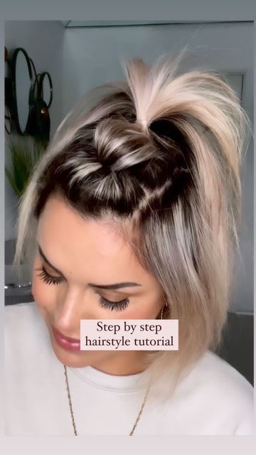 Short Hair Updo Tutorial, Short Hair Up, Easy Hair Updos, Hairdos For Short Hair, Short Hair Tutorial, Peinados Fáciles Para Cabello Corto, Penteado Cabelo Curto, Hair Videos Tutorials, Cute Hairstyles For Short Hair