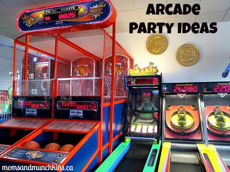 Arcade Party Ideas - ideas for creating your own arcade at home. Great party idea for teens! #BirthdayParties Arcade Party Ideas, Arcade Themed Birthday Party, Birthday Party Games For Teens, Party Games For Teens, Arcade Birthday Parties, Arcade Birthday, Ideas For Birthday Party, Arcade Party, Mitzvah Centerpieces