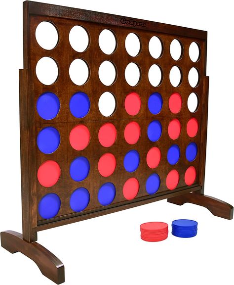 Giant Connect 4 game! GIANT PORTABLE GAME SET: New revolutionary design is truly portable and huge! Setup indoors or outdoors in seconds to enjoy giant 4ft. Wide x 3. 5ft. Tall Four in a Row games! 100% WOODEN CONSTRUCTION: Crafted from sturdy premium wood and features a classic dark wood stain for a truly signature look #commissionearned As an amazon associate I earn from qualifying purchases. 4 In A Row Game, Yard Games For Kids, Jenga Tower, Coin Games, 4 In A Row, Connect 4, Giant Games, Dark Wood Stain, Yard Games