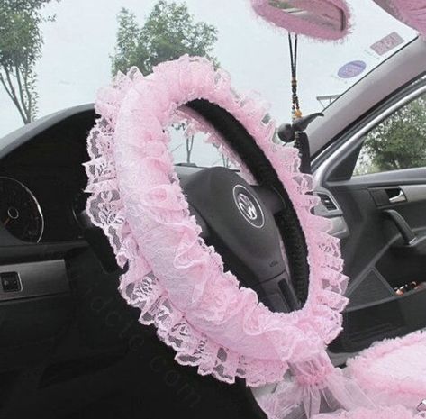 Fur Steering Wheel Cover, Sanrio Car, Pink Car Interior, Princess Car, Pink Car Accessories, Car Dream, Hello Kitty Car, Girly Car Accessories, Car Things