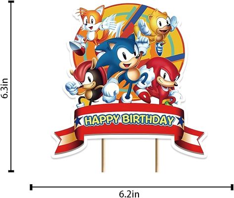 Sonic Happy Birthday, Sonic The Hedgehog Cake Topper, Sonic Cake Topper, Topper Sonic, Sonic The Hedgehog Cake, Sonic Cake, Hedgehog Cake, Sonic Birthday Parties, Valentines Day Drawing