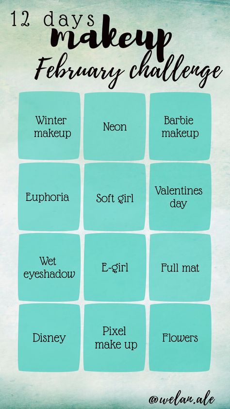 Makeup instagram challenge 12 days makeup ideas February challenge Makeup Challenge Ideas Fun, Makeup Challenge Ideas, Make Up Challenge, February Challenge, Makeup Challenge, Challenge Ideas, Makeup Images, Artist Tips, Instagram Challenge