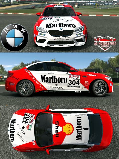 BMW M2 #304 MARLBORO Bmw Wrap Ideas, Livery Car, Bmw Isetta 300, Auto Graphics, Car Livery, Nissan Gtr R34, Bmw Isetta, Gtr Car, Real Racing