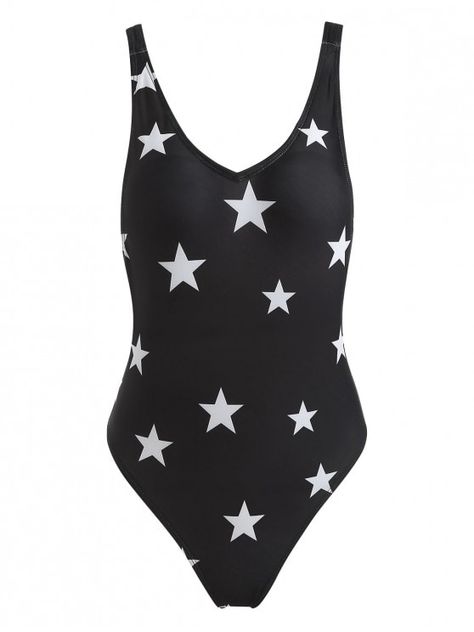 ZAFUL Stars Print Strappy One Piece Swimsuit - BLACK M Blonde And Brunette Best Friends, Cute One Piece Bathing Suits, Star Swimsuit, Swimwear 2023, Swimsuit Cute, Zaful Swimwear, Cute One Piece, Formal Clothes, Underwire Swimsuit