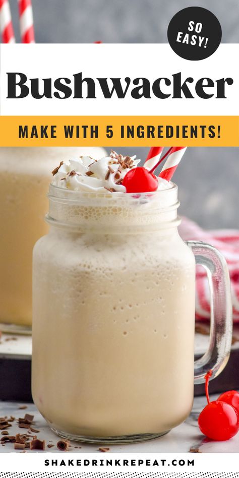 Bushwacker Recipe With Ice Cream, Easy Bushwacker Recipe, Alcoholic Shakes, Bushwacker Drink Recipe, Frozen Alcoholic Drinks, Bushwacker Drink, Bushwacker Recipe, Summer Rum Cocktails, Rum Cocktails Easy