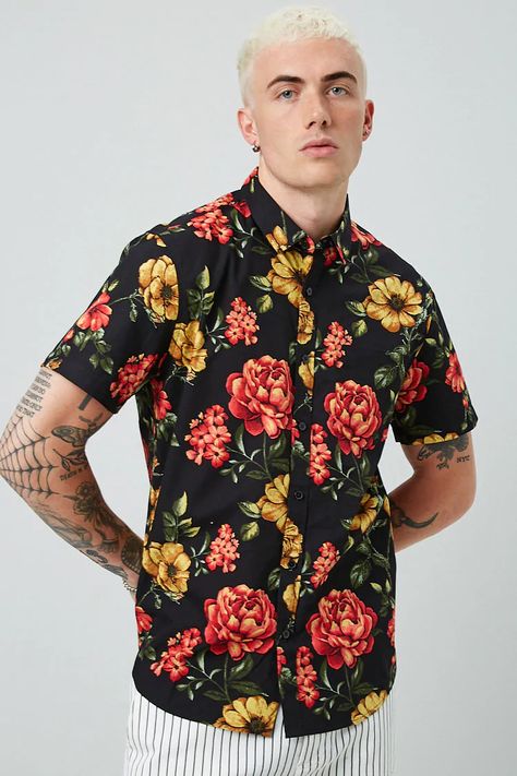 Forever 21 Men, Printed Shirts Men, Hooded Tee, Floral Print Shirt, Men Shirt Style, Pullover Shirt, Men's Shirts, Shirts For Men, Print Shirt