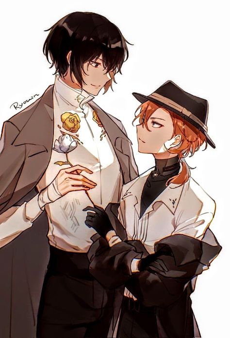 Bungou Stray Dogs Dazai Osamu / Chuuya Nakahara Chibi Dog, Dazai Chuuya, Chuuya Nakahara, Loki Marvel, Dazai Osamu, Anime Wall Art, Bongou Stray Dogs, Stray Dogs Anime, Anime Character Drawing