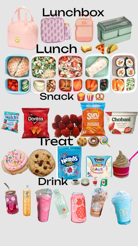 PACK YOUR LUNCH 🎒🍕🍟🍪🍬🥤 Quick School Lunches, College Lunch, Homemade School Lunches, Kids Lunch Box Meals, Easy School Lunches, School Lunch Recipes, Pack Your Lunch, Healthy Lunch Snacks, Healthy School Lunches