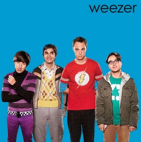 Big Bang Weezer | Weezer Blue Album Cover Parodies | Know Your Meme Album Cover Parody, Weezer Album Cover, Weezer Blue Album Cover, Weezer Blue, Leonard Hofstadter, Pinterest Board, The Bigbang Theory, Sheldon Cooper, Buddy Holly