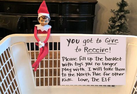 Well Behaved Elf On The Shelf Ideas, Elf Giving Gifts, Elf On The Shelf Arrival Gift Ideas, Elf On The Shelf Box Arrival, Elf On The Shelf Brings A Gift, Good Places To Put Elf On The Shelf, Elf On The Shelf Carrier, Elf Gifts For Kids, Sweet Elf On The Shelf Ideas