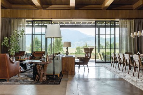 Kerry Joyce, Living Room Mediterranean, Mid-century Interior, Mediterranean Dining Room, Tahoe Lake, Aspen House, Open Floorplan, Mid Century Interior, Mediterranean Living