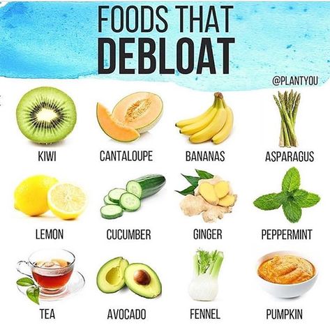 Do you ever feel bloated? Try one of these foods to help debloat.  Our favorite is ginger mint tea. What do you eat or do to get rid of bloating share below? Check jaxvegancouple.com for more tips and tag a friend to share this info with. #tiptuesday #debloating #easyrecipes #shareyourtips Foods That Debloat, Debloating Foods, Healing Food, Idee Pasto Sano, Food Facts, Health Diet, Diet And Nutrition, Healthy Tips, Health And Nutrition