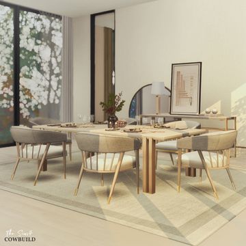 Exclusive April 2021 Set - Laidback Urban Dining | Cowbuild on Patreon Sims 4 Loft, Living Room Sims 4, Sims 4 Cc Furniture Living Rooms, Dinning Room Sets, Sims 4 Kitchen, Mod Furniture, Sims 4 Bedroom, Sims 4 House Plans, Sims 4 Expansions