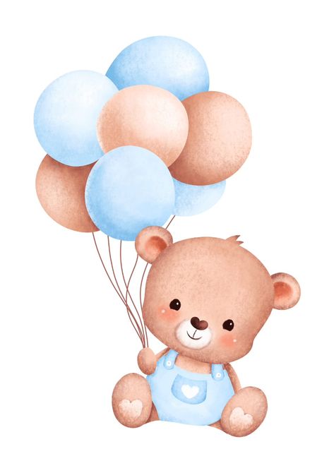 Diy Cake Topper Printable, Teddy Bear Cartoon, Baby Boy Bear, Baby Boy Svg, Baby Print Art, Happy Birthday Printable, Baby Shower Deco, Blue Teddy Bear, Unisex Baby Shower