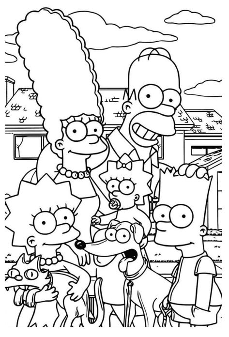 Simpsons Coloring Pages, Yellow Family, Die Simpsons, Simpsons Drawings, Family Coloring Pages, Family Coloring, Coloring Pages For Boys, Disney Colors, Easy Coloring Pages