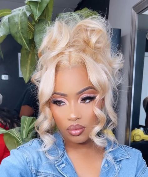 UnderscoreUFB (@underscore_ubh) • Instagram photos and videos 22 Inch Blonde Wig, Updos For Lace Wigs, Blonde Hair Styles Updo, 613 Blonde Updo, 613 Blonde Ponytail Weave, Frontal Updo Hairstyles Wedding, Two Frontal Ponytail Hairstyles, 613 Frontal Ponytail, 613 Updo Wig