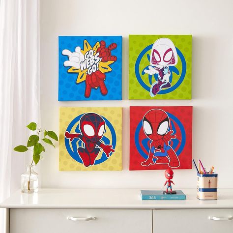 Man Bedroom Ideas, Spiderman Bedroom, Marvel Bedroom, Spidey And His Amazing Friends, Friend Canvas, Friends Design, Friend Painting, Trendy Wall Decor, Room Refresh