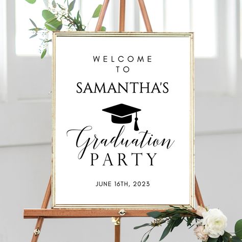 Graduation Welcome Sign, EDITABLE Graduation Party Welcome Sign, Graduation Decoration, Printable Welcome Sign, Minimalist Welcome Sign GBW by SweetPixelPrints on Etsy Welcome To Graduation Party Sign, Graduation Tea, Graduation Party Welcome Sign, Graduation Welcome Sign, Welcome Sign Minimalist, Graduation Party Signs, Graduation Printables, Party Welcome Sign, Welcome Boards