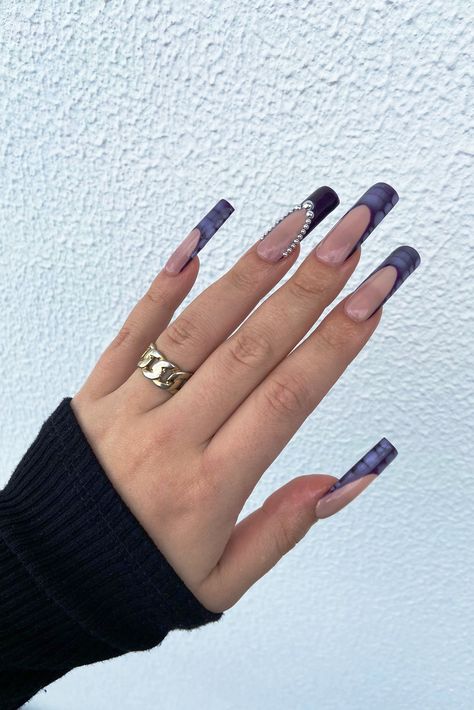 Purple Crocodile Nails, Purple And Black Nails, Crocodile Nails, Croc Nails, Black And Purple Nails, Dark Purple Nails, Nails Purple, Nail Prices, Purple Nail Designs