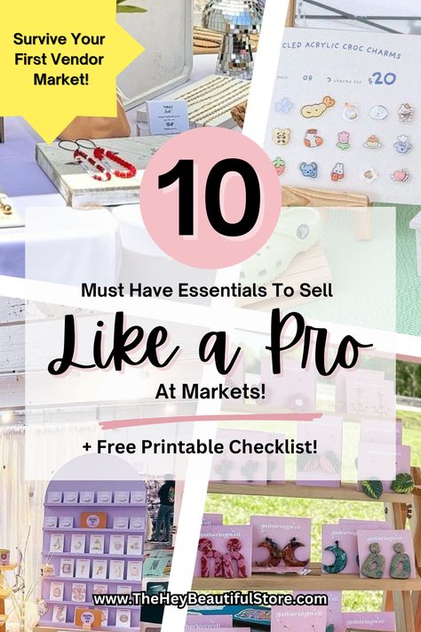 10 essential items that will help you prepare, stay organized, and make a lasting impression at the market. Plus, we've included product links and a market day checklist as a free printable! Vendor Market, Day Checklist, Candles Vintage, 10 Essentials, Market Day, Business Packaging, Printable Checklist, Homemade Candles, Croc Charms