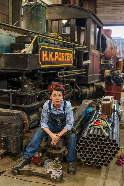 Mechanic Fashion, Mechanic Costume, Train Conductor Costume, Woman Mechanic, Train Engineer, Train Conductor, Underground Bunker, Train Art, Old Trains