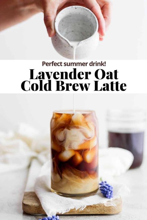 Cold Brew With Oat Milk, Lavender Cold Brew, Oat Milk Cold Brew, Lavender Oat Milk Latte, Oat Milk Cold Foam, Dessert Unique, Honey Latte, Protein Drink Recipes, Coffee Creations