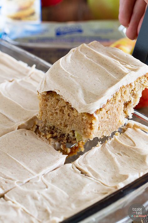 The perfect, no-fuss fall dessert, this Apple Cinnamon Sheet Cake is moist and full of apple flavor with the perfect amount of cinnamon. Cinnamon Sheet Cake, Dairy Free Pumpkin Cake, Wacky Cake Recipe, Dairy Free Cake Recipe, Wacky Cake, Crazy Cake, Dairy Free Pumpkin, Dairy Free Cake, Fall Desserts Easy