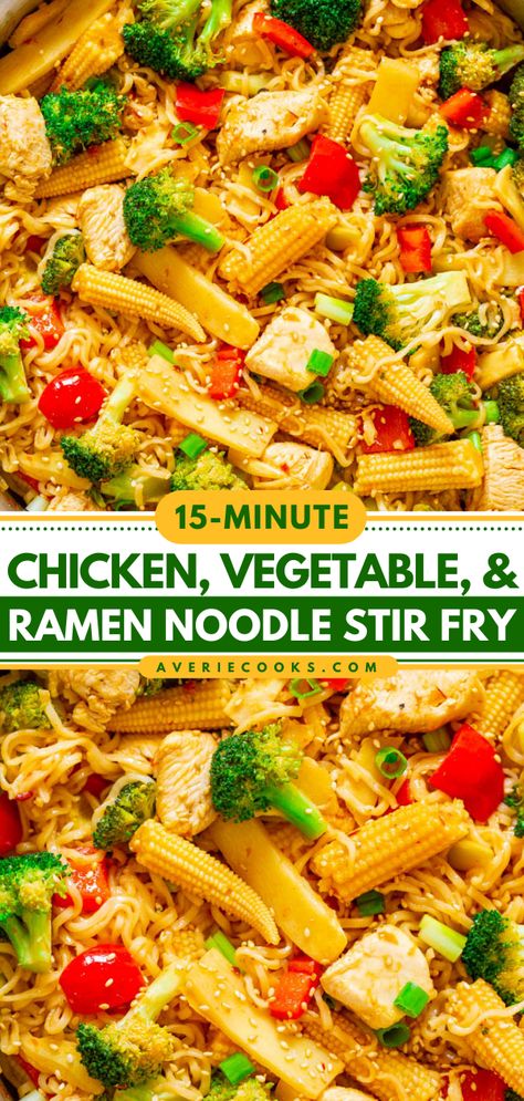 Stir Fry With Ramen Noodles, Healthy Ramen Recipes, Ramen Noodle Stir Fry, Healthy Ramen, Easy Ramen, Ramen Stir Fry, Noodle Stir Fry, Chicken Chow Mein, Chicken Vegetable