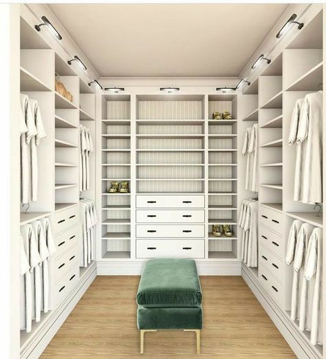 Built In Shoe Storage Closet Master Bedrooms, Master Closet Design Walk In, Minimalist Bedroom Closet, Modern Walk In Closet Design, Master Closet Design Layout, Closet Makeover Bedroom, Narrow Walk In Closet Ideas, Walk In Closet Design Ideas, Long Narrow Closet