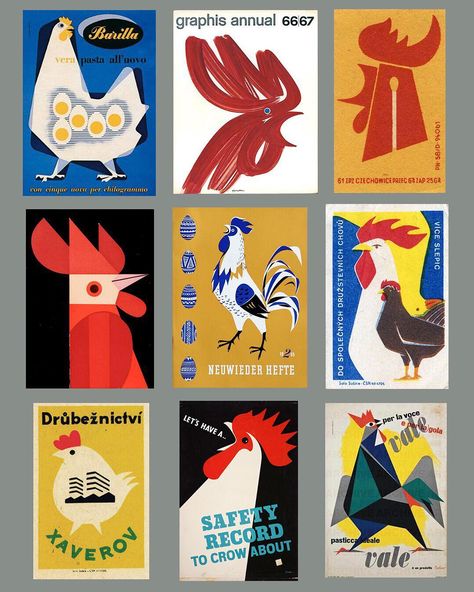 Julian Montague on Instagram: “A collection of mid-century chickens from around the web. #chicken #rooster #chickenillustration #modernism #tomeckersley #rogerexcoffon…” Rooster Illustration, Chicken Poster, Rooster Logo, Chicken Illustration, Chicken Shop, Lino Art, Rooster Art, Animal Magic, Chicken Art