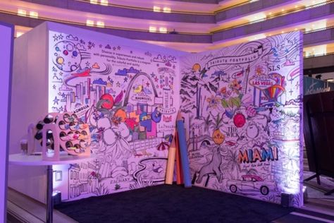 Here's How Marriott Used Experiential Techniques to Liven Up a Sales Conference Conference Booth Design, Experiential Marketing Events, Leadership Summit, Interactive Walls, Trade Show Booth, Inspiration Images, Experiential Marketing, Show Booth, Hotel Branding