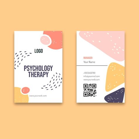 Free vector psychology therapy business ... | Free Vector #Freepik #freevector #ready-print #mindfulness #vertical-business-card #vertical Therapist Business Cards Design, Coaching Branding, About Psychology, Therapy Business, Brand Colours, Therapy Office, Visiting Cards, Art Therapy, Brand Colors