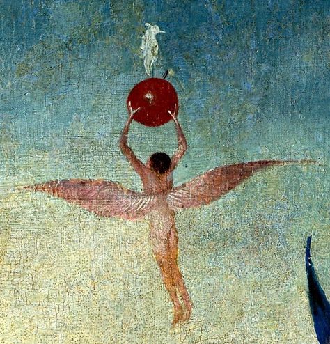 Jeronimus Bosch, Winged Man, Hieronymous Bosch, The Garden Of Earthly Delights, Earthly Delights, Garden Of Earthly Delights, Hieronymus Bosch, Detail Art, Birds Flying