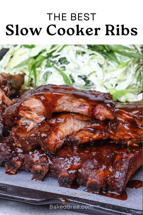 Enjoy these Crock Pot Ribs on Game Day or any day. It's super easy to just stick the ribs in the crockpot and let them marinate slowly in all the flavor. Crockpot Rib Recipes, Frozen Ribs In Crockpot, Country Ribs In Crockpot, Slow Cooker Ribs Crock Pots, Beef Ribs In Crockpot, Ribs In Crockpot Slow Cooker, Spare Ribs In The Crock Pot, Crockpot Ribs Recipes Slow Cooker, Crock Pot Spare Ribs