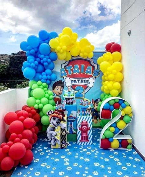 Paw Patrol Balloon Garland Boy, Paw Patrol Party Ideas Boys 3rd Birthday, Pes Patrul Decoration Birthday, Birthday Theme Paw Patrol, Chase Paw Patrol Birthday Party Ideas, Paw Patrol Theme Decoration, Birthday Team Ideas, Rubble Paw Patrol Birthday Party Ideas, Paw Patrol Party Ideas 2nd Birthday