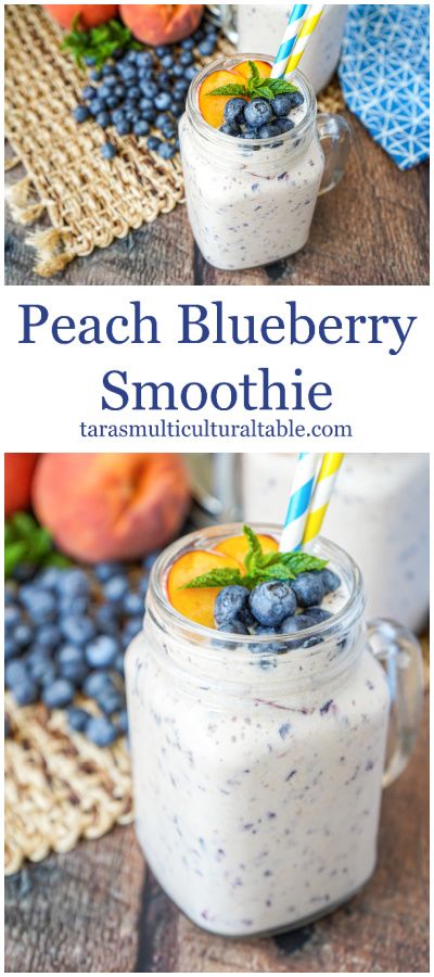 Peach Blueberry Smoothie in a handled glass mug with fresh peaches, blueberries, and a mint sprig. Smoothie Calories, Smoothie Diet Recipes, Peach Smoothie Recipes, Smoothie Recipes With Yogurt, Smoothie Diet Plan, Peach Blueberry, Blueberry Smoothie, Smoothie Drink Recipes, Yogurt Smoothies