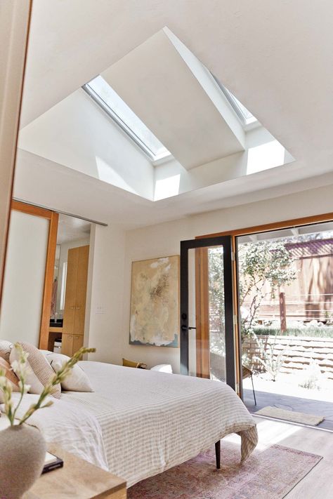 Dormer Skylight, Skylights Ideas Ceilings Bedroom, Skylights In Bedroom, Skylight In Bedroom, Skylight Before And After, Skylight Design Bedroom, Skylights Ideas Ceilings Living Room, Living Room Skylights, Living Room With Skylights