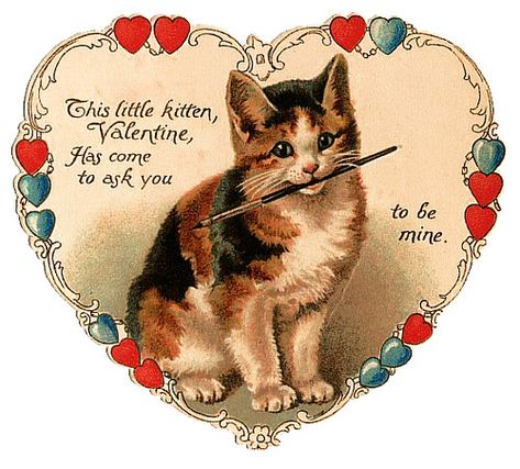 Victorian Valentines, Valentine Images, Printable Valentines Cards, Vintage Valentine Cards, Valentine Quotes, Valentines Greetings, Cat Valentine, Cat Cards, Little Kittens