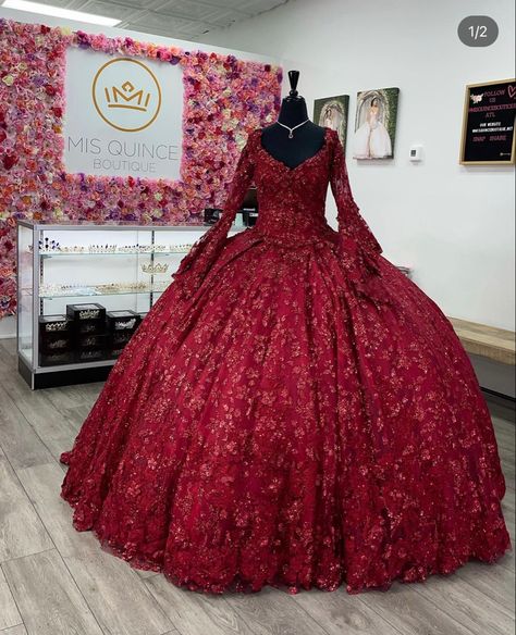 Black And Burgundy Quince Dress, Burgundy Quinceanera Dresses Mexican, Dark Red Quince Dress With Sleeves, Wine Red 15 Dresses Quinceanera, Red Quinceanera Dresses With Sleeves, Wine Red Quinceanera Dresses, Dark Pink Quinceanera Dresses, Burgundy Quince Dresses, Dark Red Quinceanera Dresses