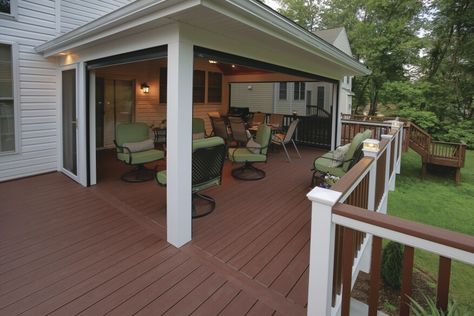 Installing Retractable Screens | JLC Online Retractable Screen Porch, Retractable Screens, Retractable Screen Door, Porch Enclosures, Traditional Porch, Screened Porch Designs, Screened In Deck, Covered Patios, Retractable Screen