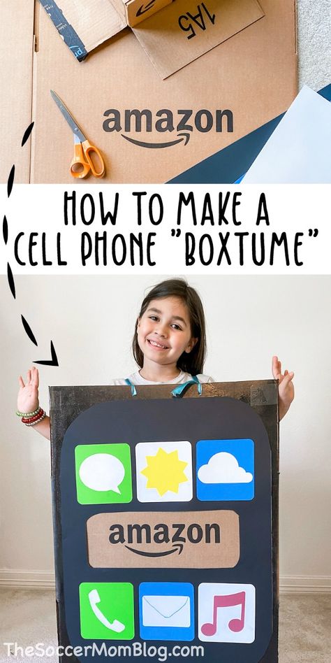 Save those @Amazon Prime boxes! Check out how we upcycled a cardboard box into a cute and easy cell phone costume! #ad #boxtumes #MoreThanABox Amazon Box Costume, Amazon Delivery Costume, Phone Costume, Craft Activities For Toddlers, Amazon Delivery, Box Costumes, Amazon Box, Playdough Recipe, Fun Crafts To Do