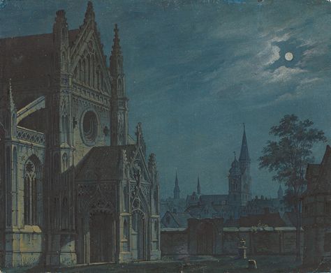 Carl Gustav Carus, Moonlight Painting, Gothic Cathedrals, Gothic Cathedral, Gothic Church, Architecture Painting, Gothic Architecture, Vincent Van Gogh, Art And Architecture