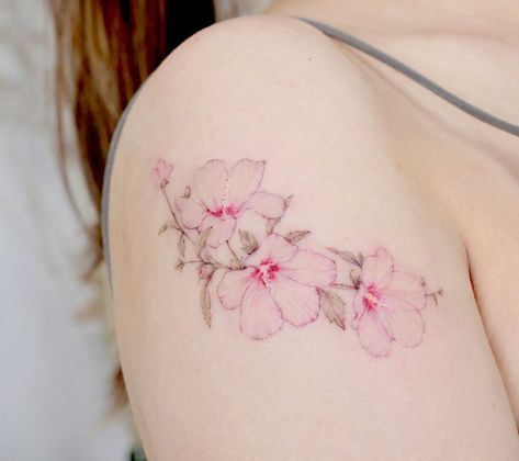 Anime Flower Aesthetic, Flower Aesthetic Tattoo, Moe Tattoo, Impatients Flowers, Bougainvillea Tattoo, Virgo Flower Tattoo, Petunia Tattoo, Virgo Flower, Ankle Foot Tattoo